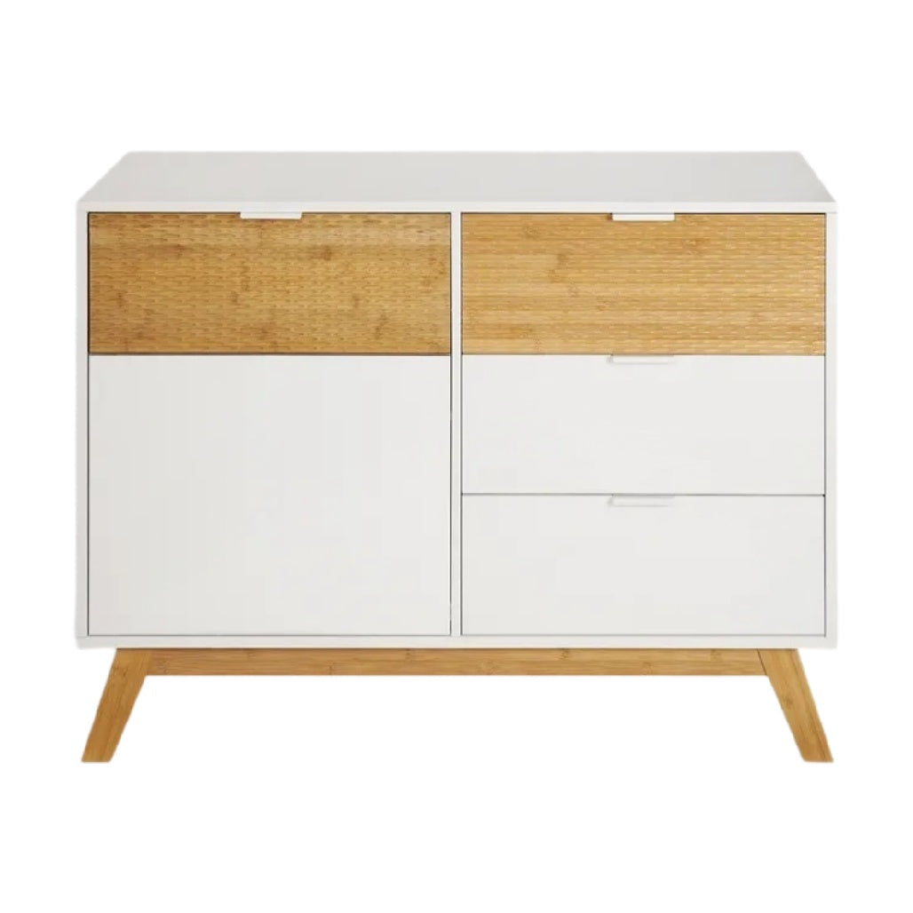**Commode moderne en bois avec tiroirs et façades en bambou**